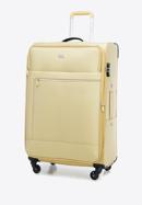 Velký měkký kufr s lesklým zipem na přední straně, béžová, 56-3S-853-35, Obrázek 4