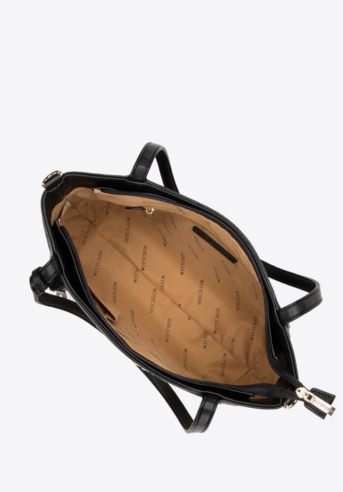 Dámská kabelka vyrobená z ekologické kůže, béžovo-černá, 98-4Y-404-91, Obrázek 3
