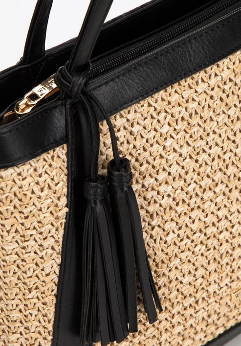 Dámská kabelka vyrobená z ekologické kůže, béžovo-černá, 98-4Y-404-95, Obrázek 5