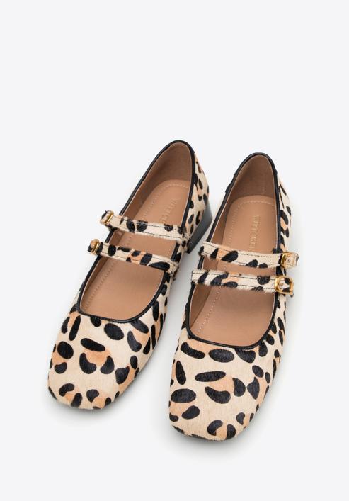 Kožené dámské boty s leopardím vzorem, béžovo-černá, 98-D-963-4-40, Obrázek 2