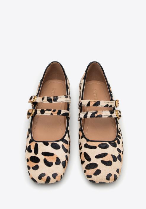 Kožené dámské boty s leopardím vzorem, béžovo-černá, 98-D-963-4-40, Obrázek 3