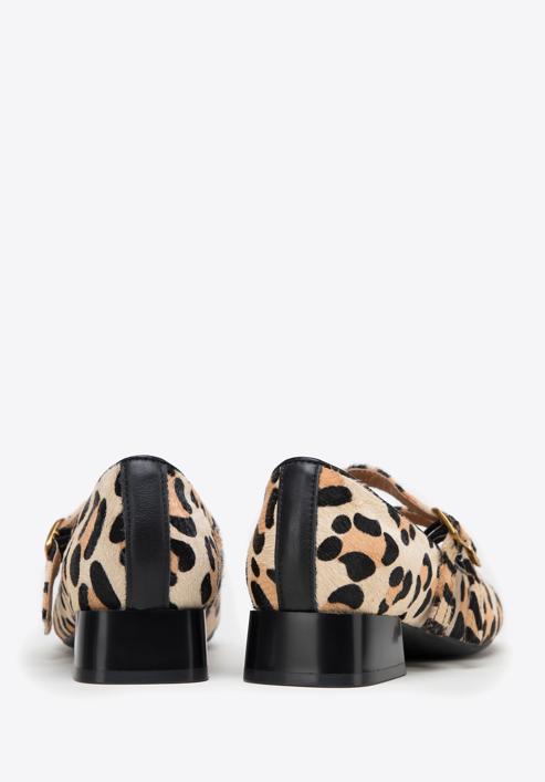 Kožené dámské boty s leopardím vzorem, béžovo-černá, 98-D-963-4-40, Obrázek 4