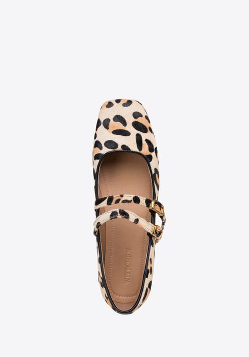 Kožené dámské boty s leopardím vzorem, béžovo-černá, 98-D-963-4-38, Obrázek 5