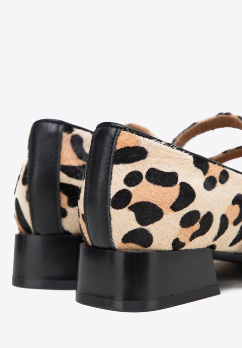 Kožené dámské boty s leopardím vzorem, béžovo-černá, 98-D-963-4-40, Obrázek 8