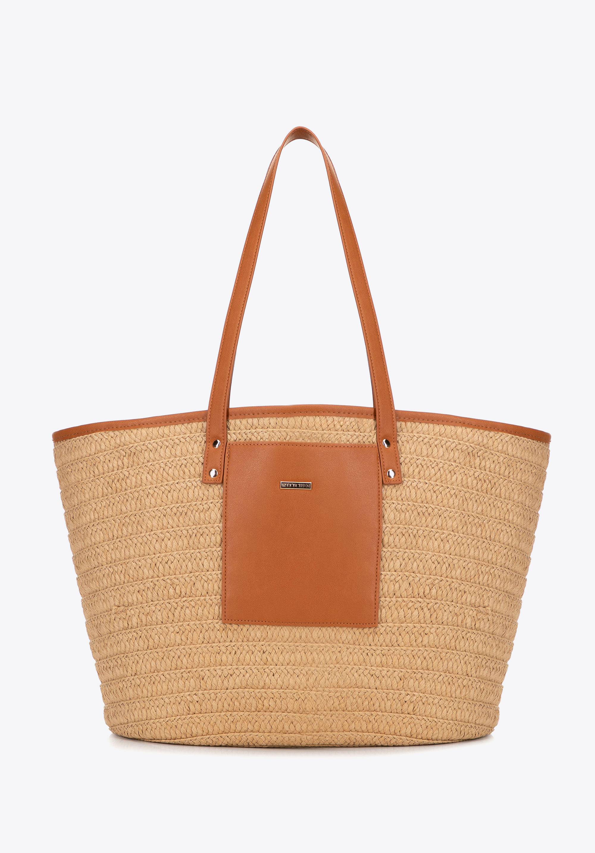 Dámská kabelka z tkané papírové slámy, béžovo hnědá, 100-4Y-904-95, Obrázek 1