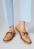 Dámské kožené boty s přezkou na platformě, béžovo hnědá, 98-D-103-9-40, Obrázek 15