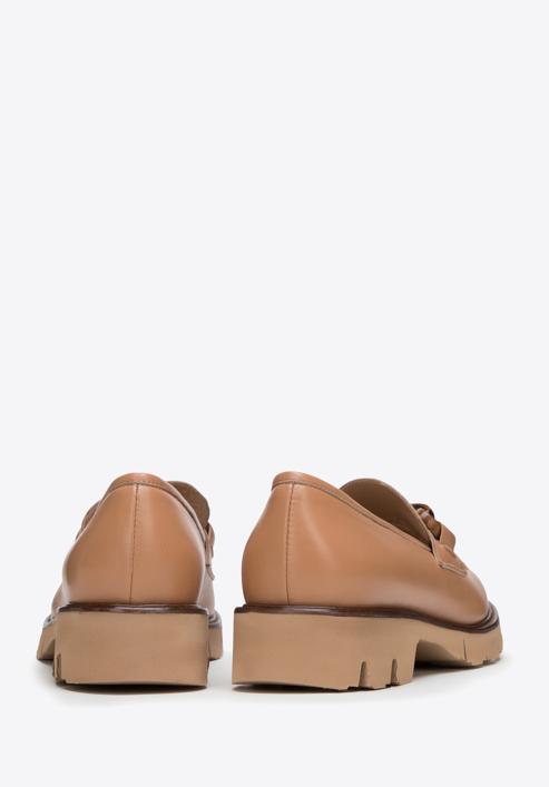 Dámské kožené boty s přezkou na platformě, béžovo hnědá, 98-D-103-9-40, Obrázek 4