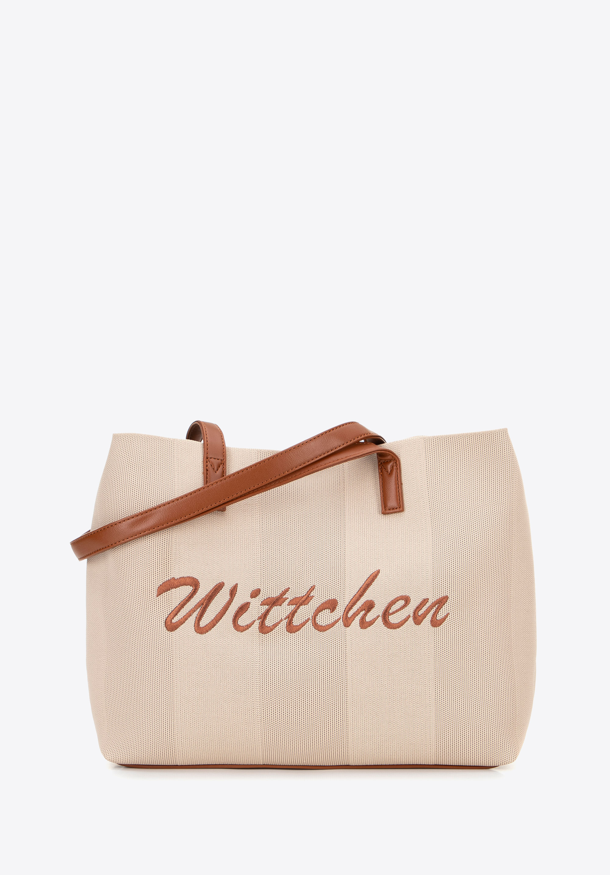 Nákupní taška s uchy z umělé kůže, béžovo hnědá, 100-4Y-400-9, Obrázek 1