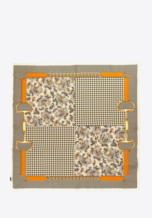 Dámský velký vzorovaný hedvábný šátek, béžovo-oranžová, 97-7D-S02-X12, Obrázek 1