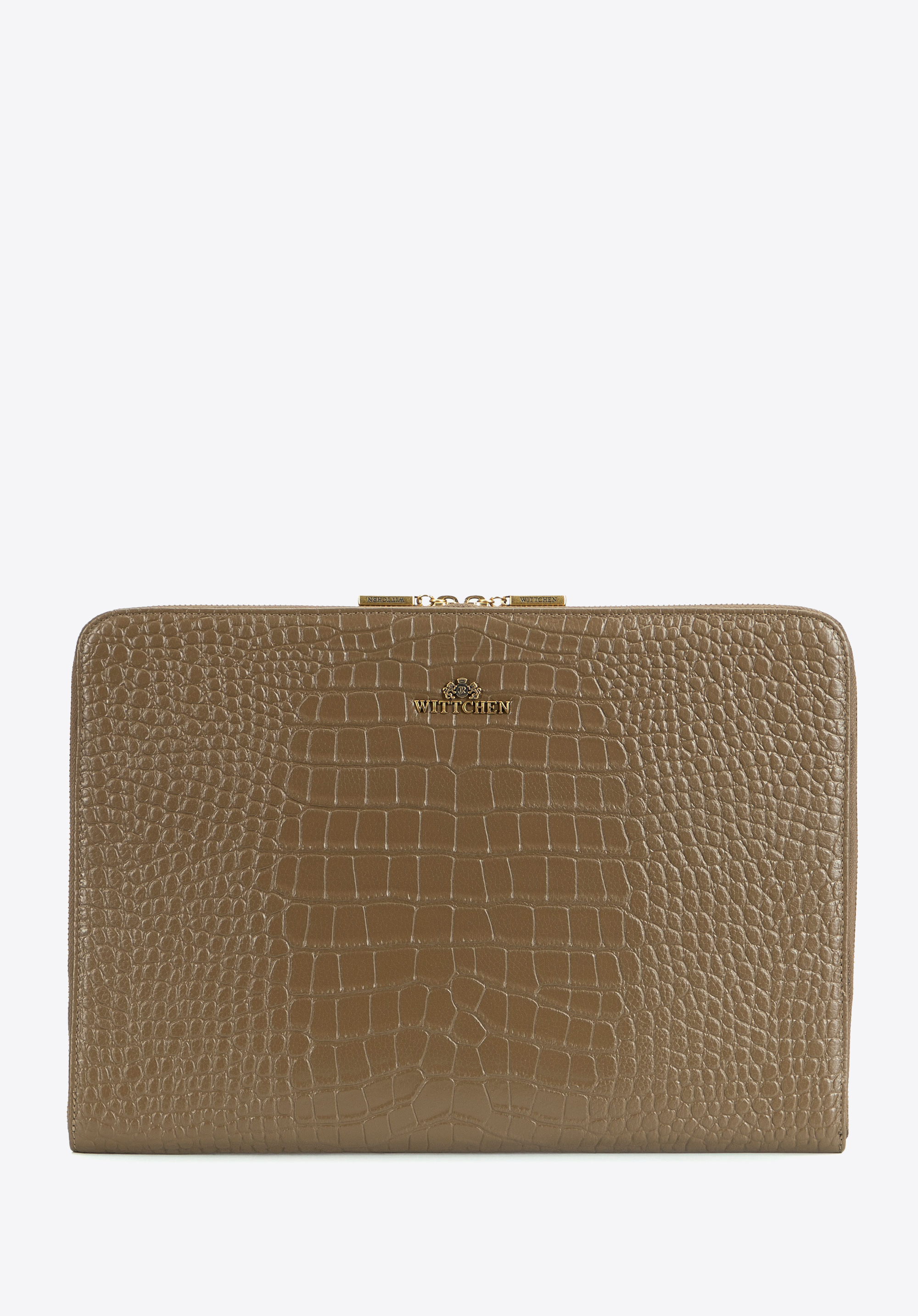 Taška na notebook z kůže s krokodýlím vzorem 15", béžovo-šedá, 103-2E-612-9, Obrázek 1