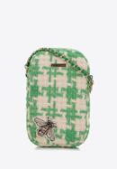 Dámská mini kabelka z kostkované látky s lesklým hmyzem, béžovo-zelená, 98-2Y-207-P, Obrázek 1