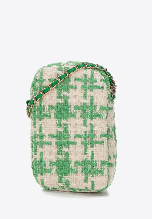 Dámská mini kabelka z kostkované látky s lesklým hmyzem, béžovo-zelená, 98-2Y-207-1, Obrázek 2