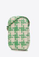 Dámská mini kabelka z kostkované látky s lesklým hmyzem, béžovo-zelená, 98-2Y-207-P, Obrázek 2