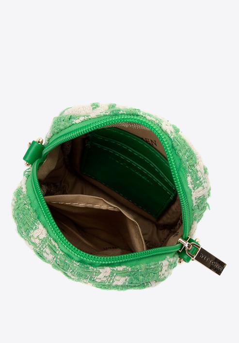 Dámská mini kabelka z kostkované látky s lesklým hmyzem, béžovo-zelená, 98-2Y-207-1, Obrázek 3