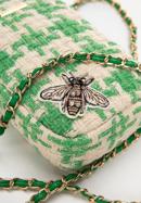 Dámská mini kabelka z kostkované látky s lesklým hmyzem, béžovo-zelená, 98-2Y-207-1, Obrázek 5