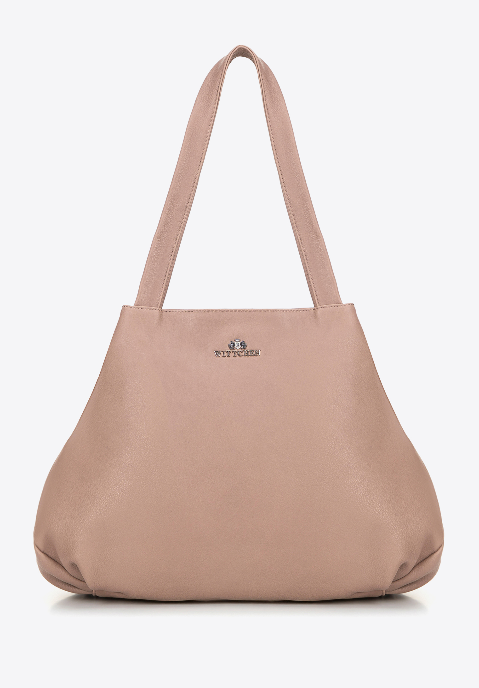 Elegáns bőr shoppertáska, bézs, 100-4E-806-9, Fénykép 1