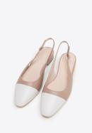 Női sarokpántos bőr cipő, bézs-fehér, 98-D-965-91-37, Fénykép 2