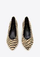 Állatszőr mintás női magassarkú cipő, bézs-fekete, 96-D-500-5-40, Fénykép 2