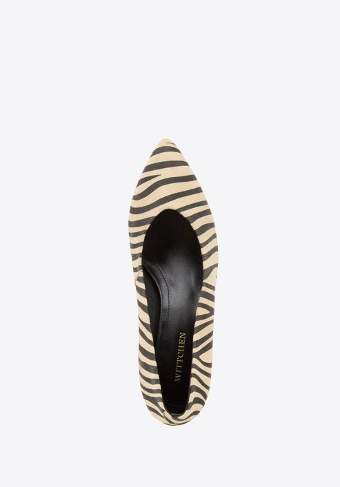 Állatszőr mintás női magassarkú cipő, bézs-fekete, 96-D-500-1-37, Fénykép 4