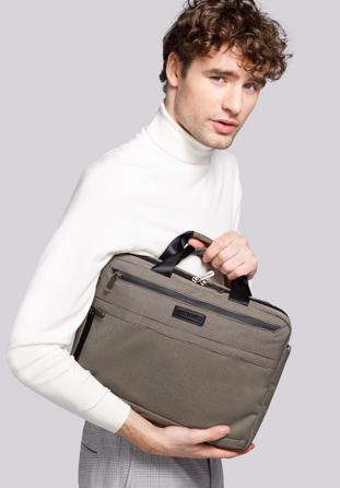Férfi 13”-es laptop táska kis oldalsó zsebbel, bézs-fekete, 92-3P-102-8, Fénykép 1