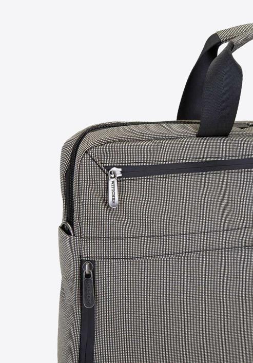 Férfi 17 ”-os laptop táska, nagy oldalsó zsebbel, bézs-fekete, 92-3P-101-17, Fénykép 4