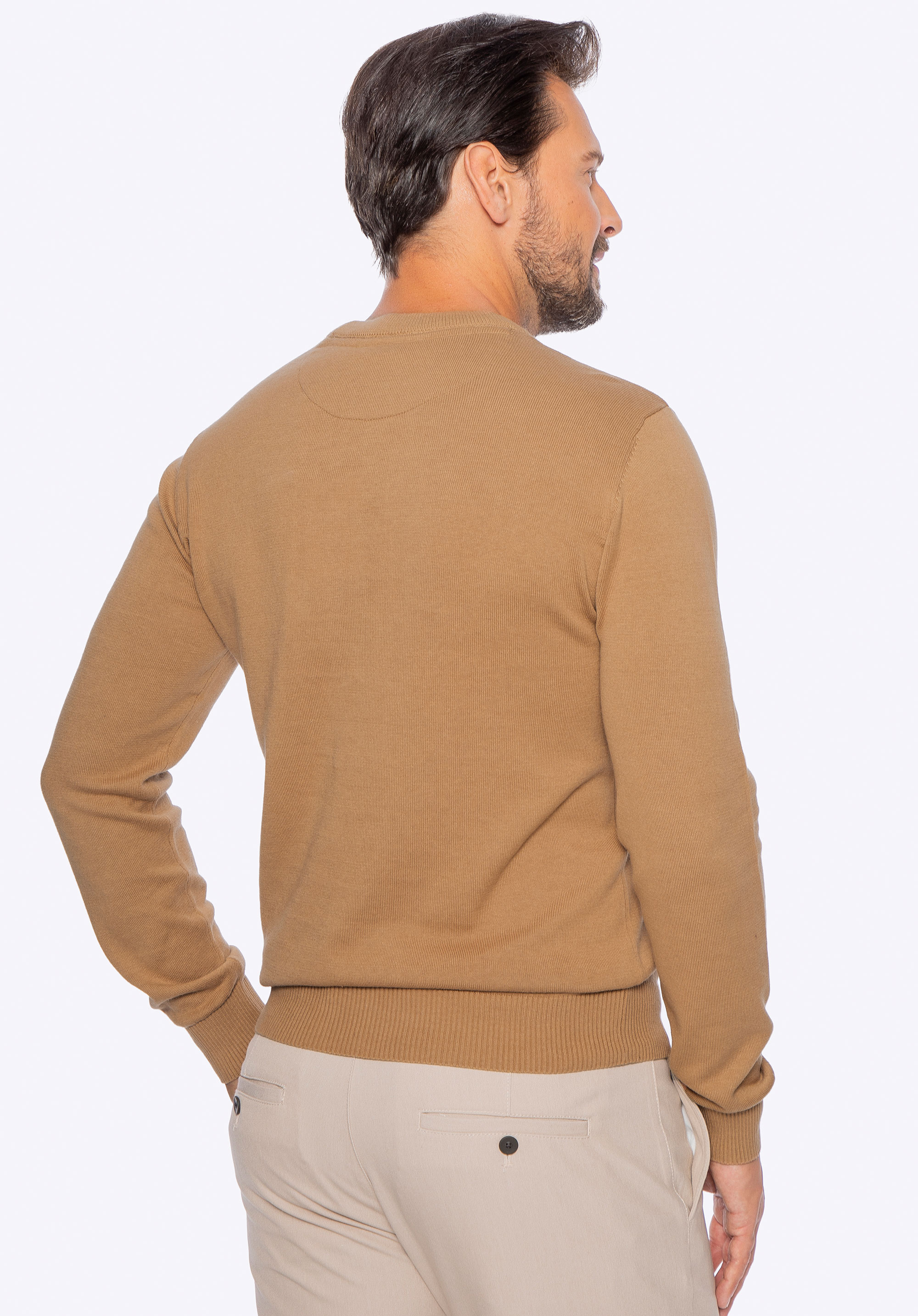 Férfi pamut pulóver, bézs, M0-99-108-9-M, Fénykép 1