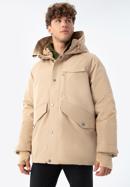 Férfi téli kabát dupla kapucnival, bézs, 93-9D-453-1-3XL, Fénykép 2