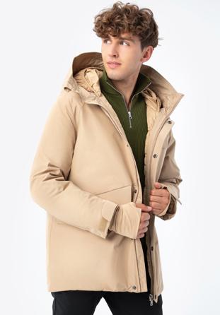 Férfi téli kabát dupla kapucnival, bézs, 93-9D-453-9-M, Fénykép 1