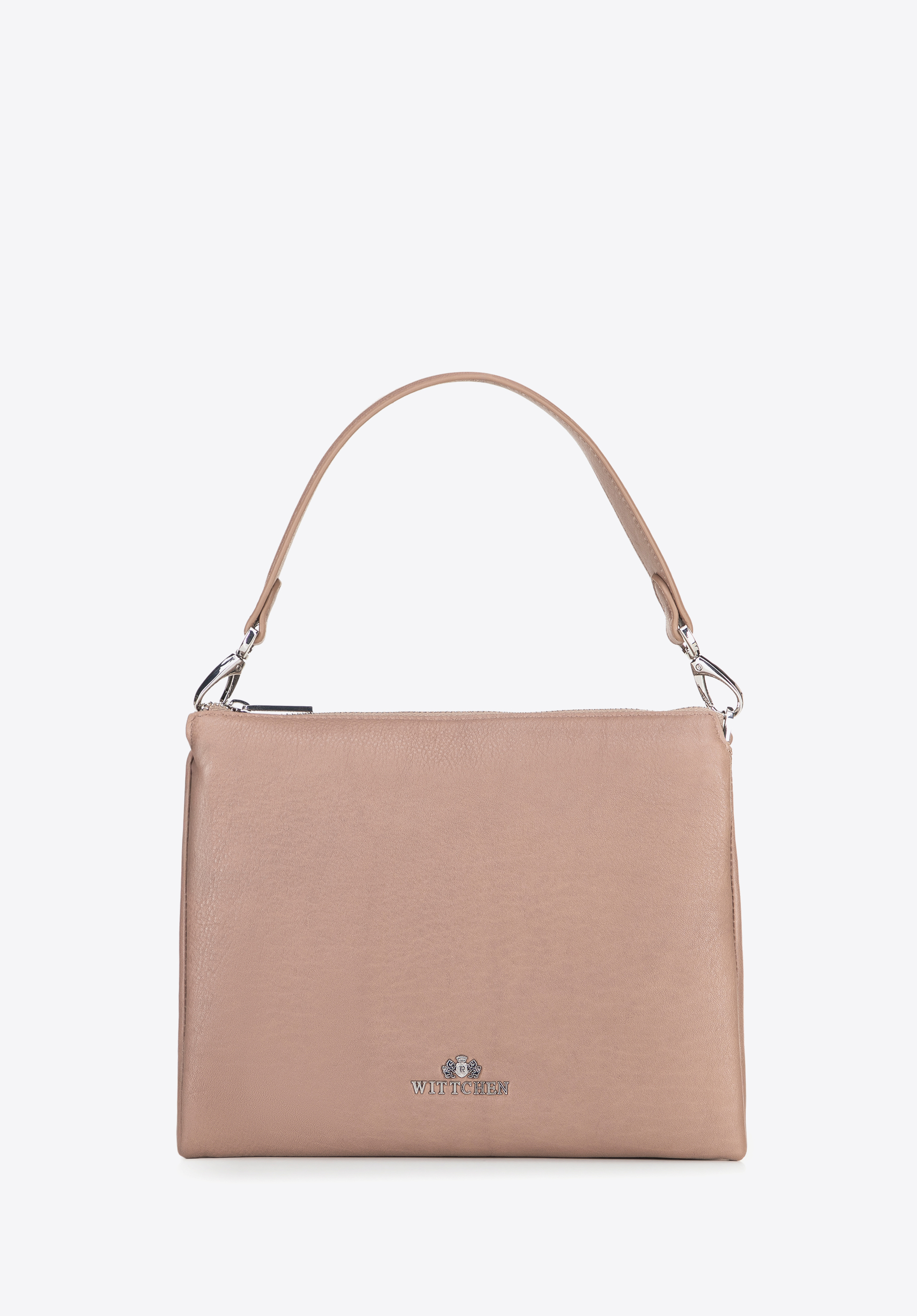 Három rekeszes női bőr crossbody táska, bézs, 100-4E-808-9, Fénykép 1