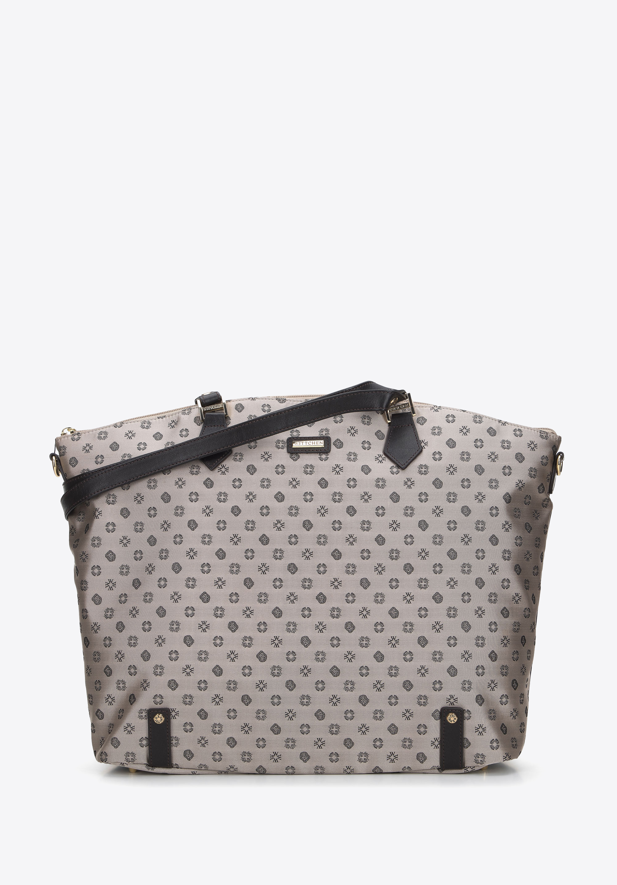 Jacquard és bőr shopper táska