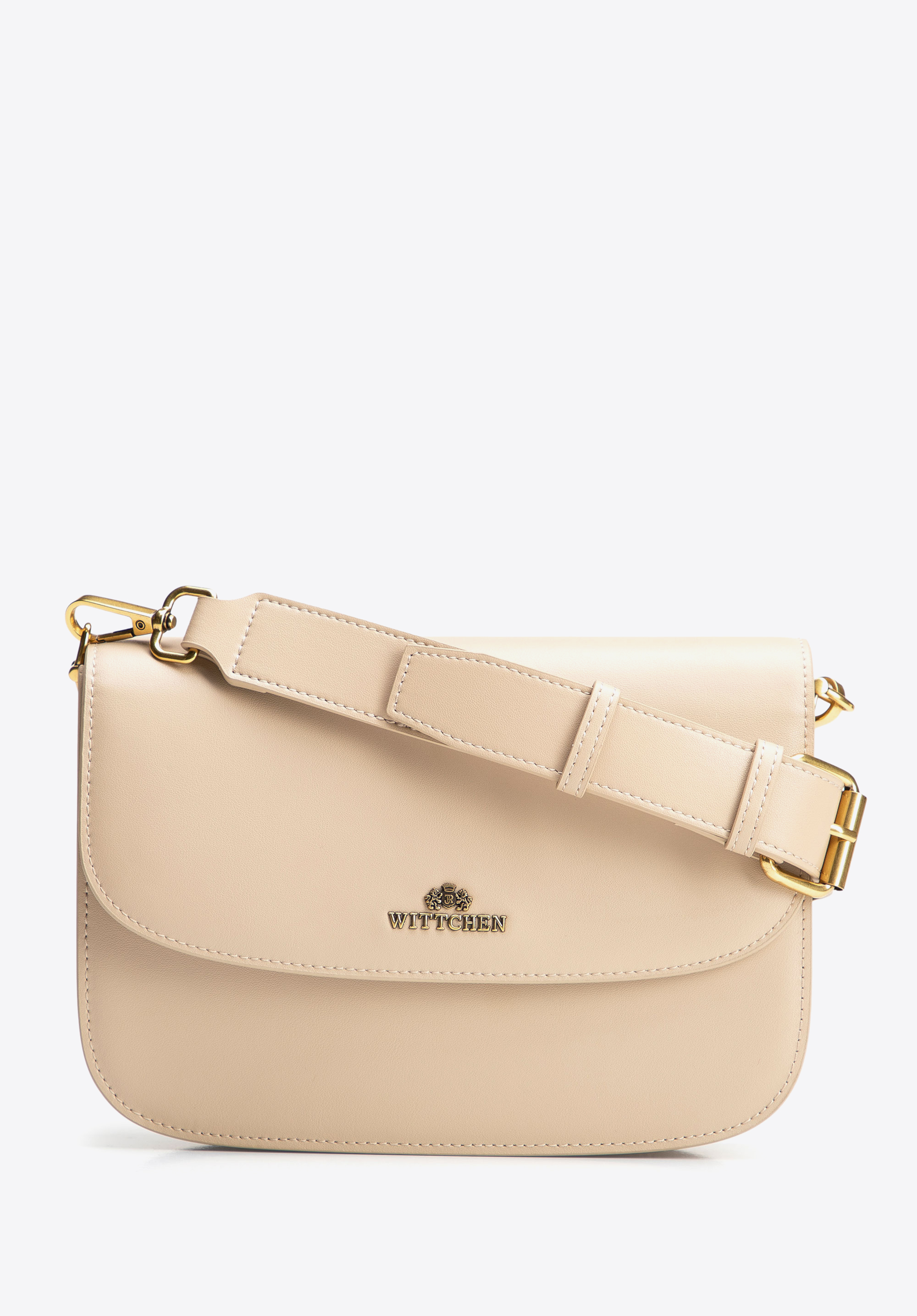 Kisméretű bőr crossbody táska, bézs, 100-4E-215-9, Fénykép 1
