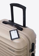 Közepes méretű bőrönd, poggyászcímkével, bézs, 56-3A-312-35Z, Fénykép 2