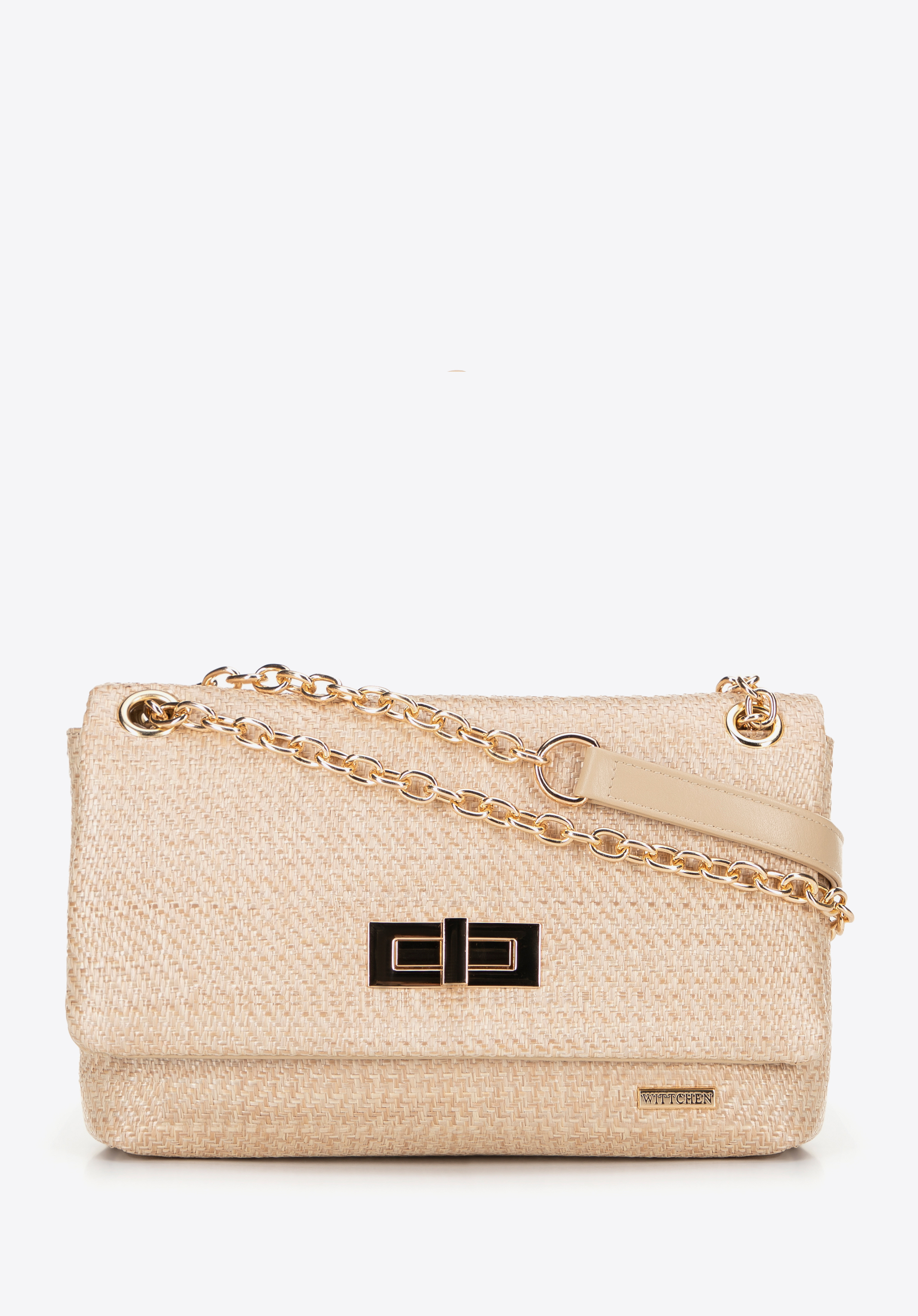 Láncos női crossbody táska, bézs, 100-4Y-414-9, Fénykép 1
