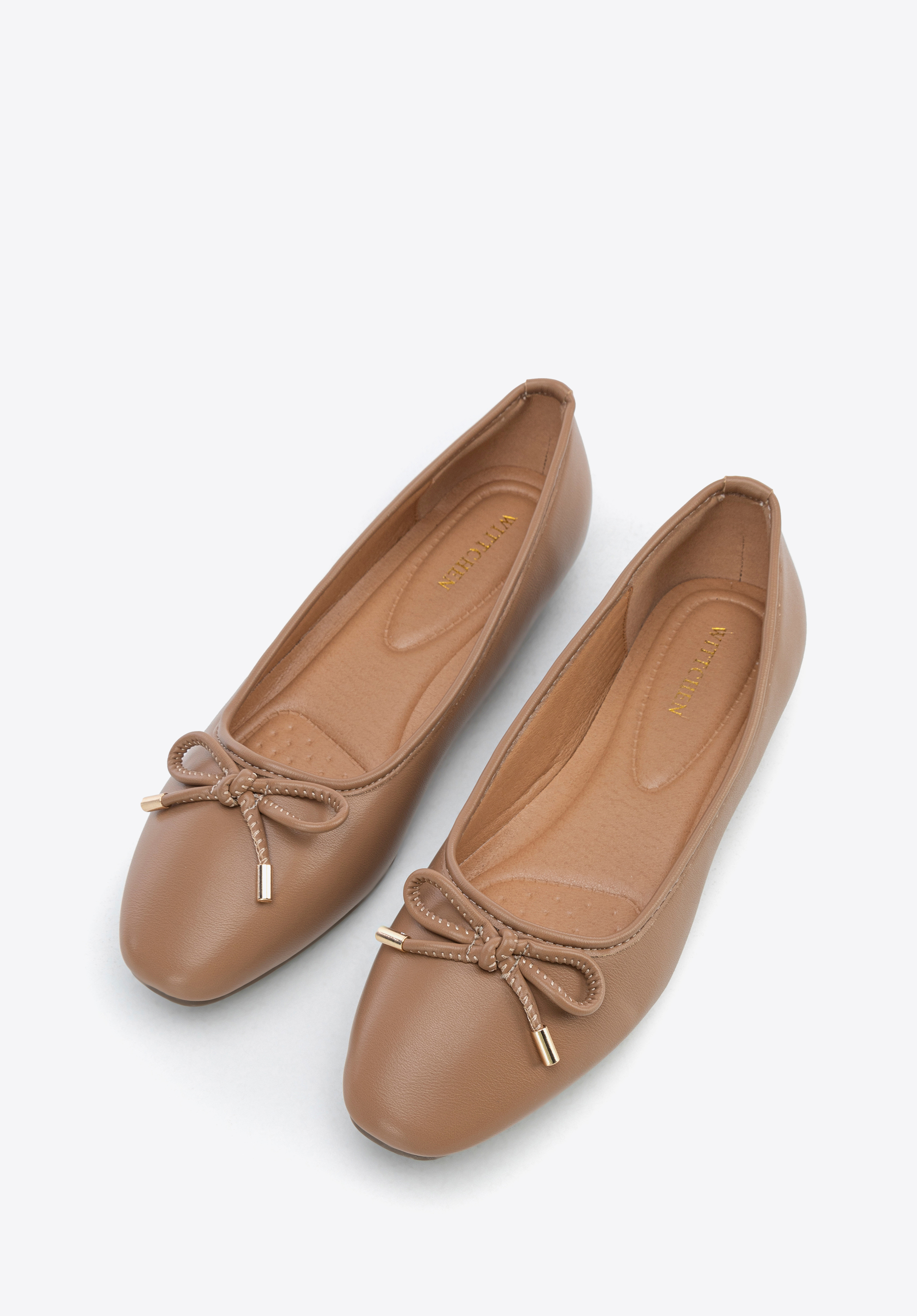 Műbőr balerina cipő, bézs, 100-DP-204-9-41, Fénykép 1