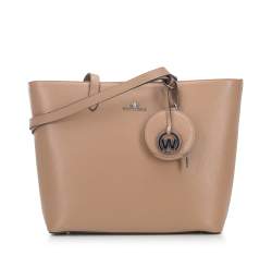Nagyméretű női bőr shopper táska, bézs, 95-4E-613-9, Fénykép 1