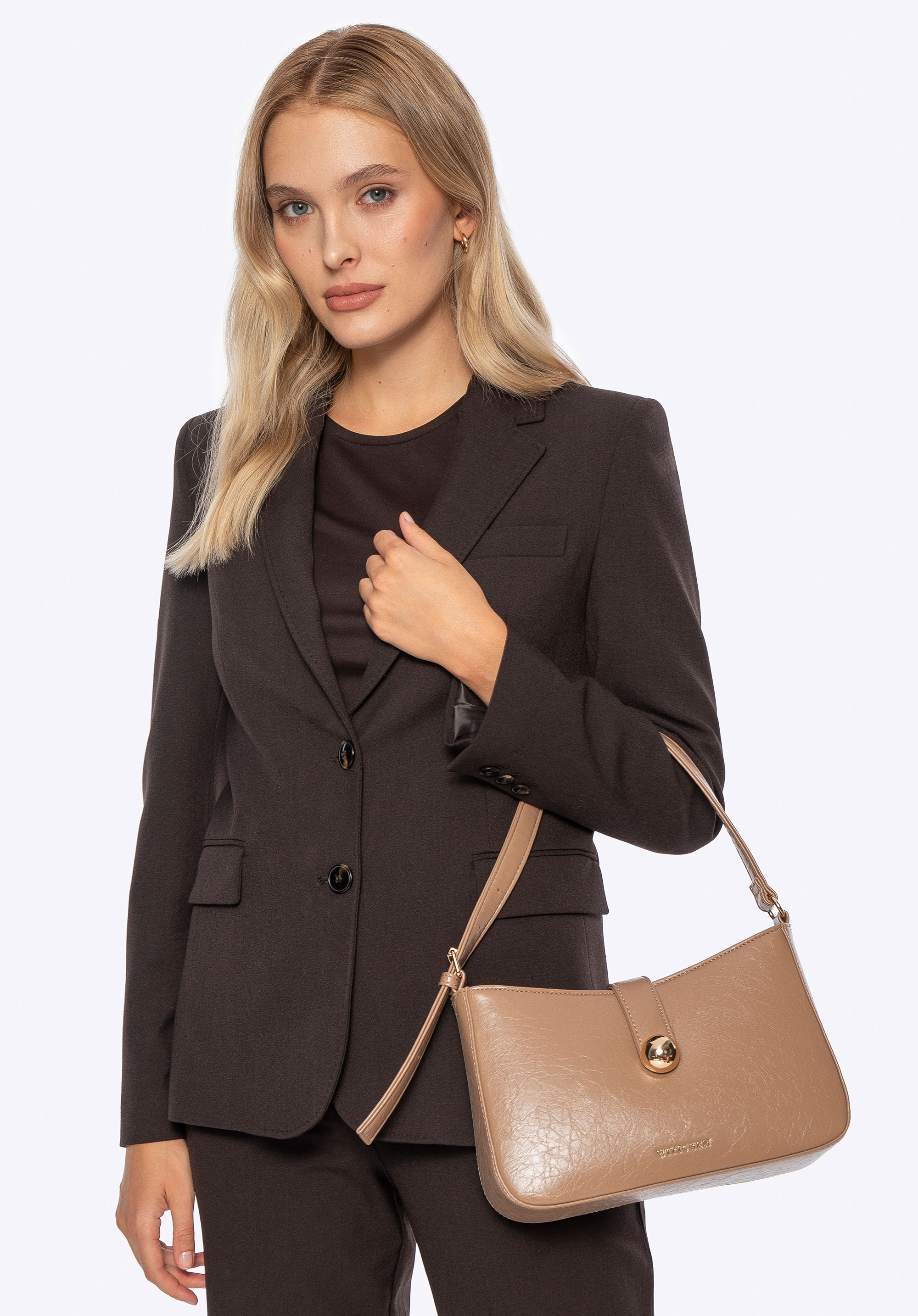 Női műbőr válltáska, bézs, 101-4Y-417-9, Fénykép 1