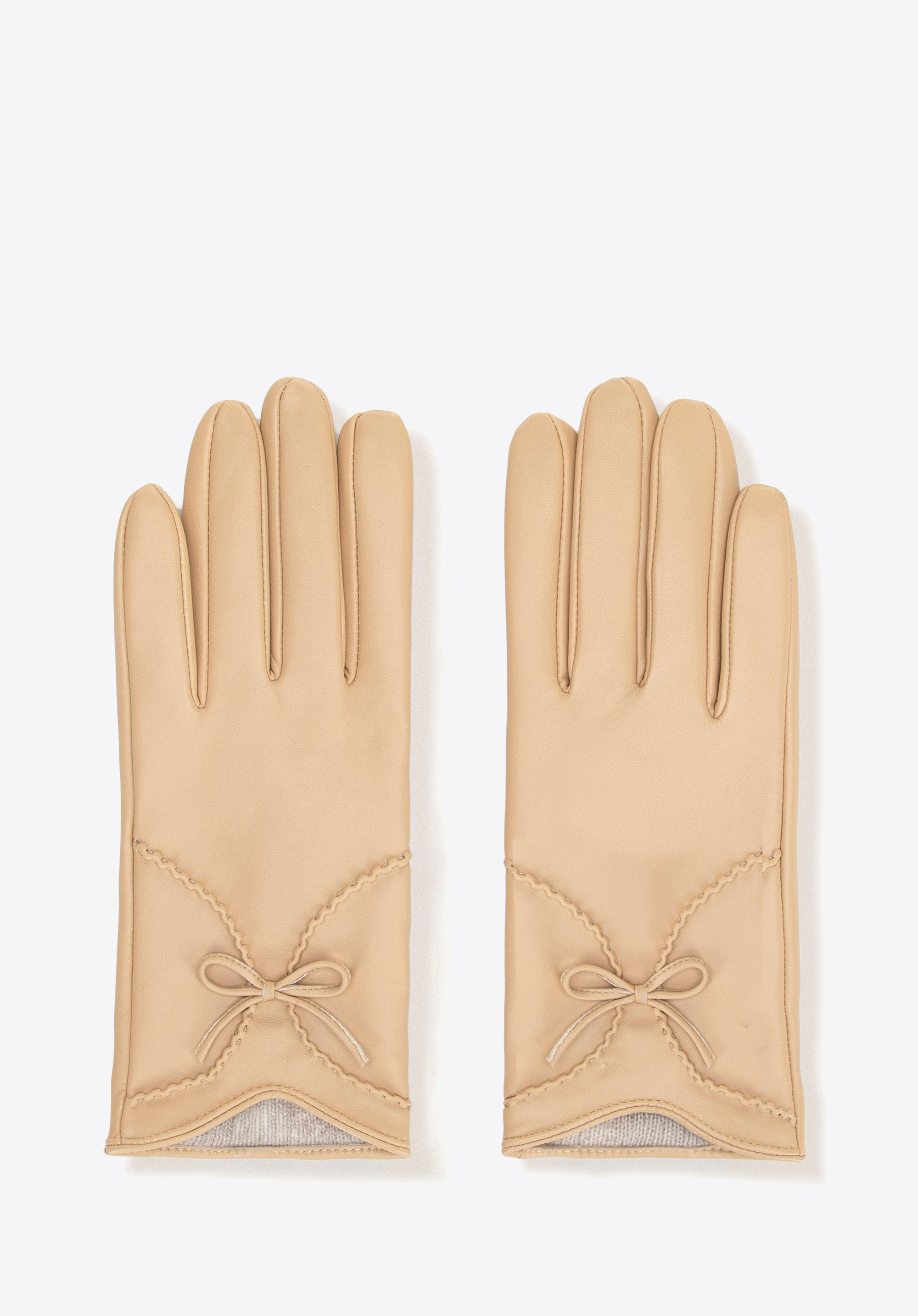 Női bélelt bőrkesztyű, bézs, 44-6A-057-0-S, Fénykép 1