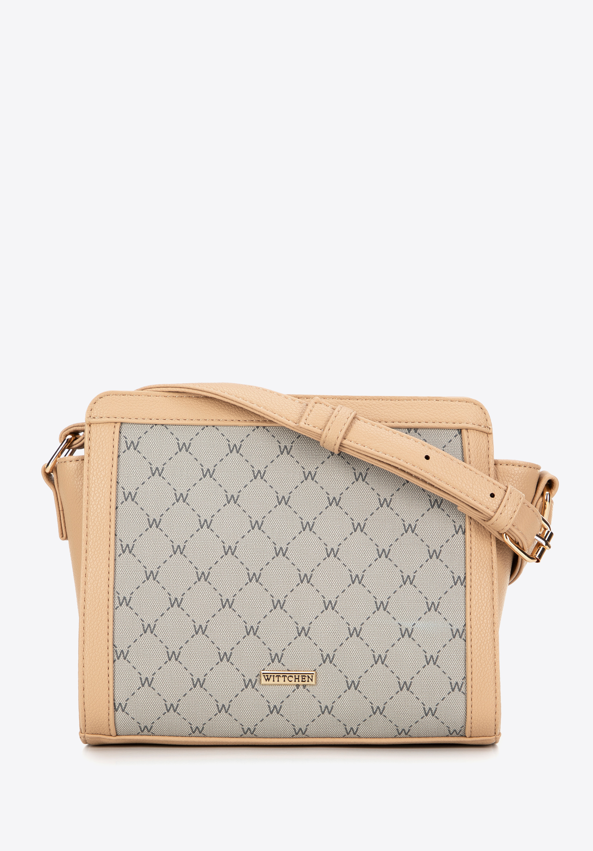 Női crossbody táska monogrammal, bézs, 99-4Y-501-9, Fénykép 1