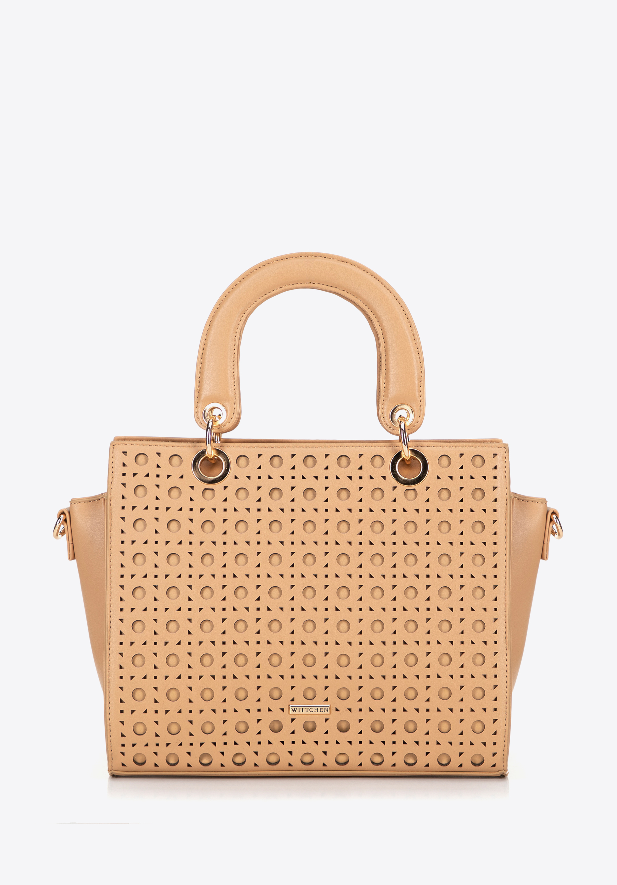 Női ökobőr texturált táska, bézs, 100-4Y-205-9, Fénykép 1