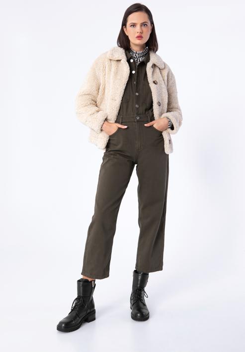 Női műszőrme kabát, bézs, 97-9W-002-5-L, Fénykép 5