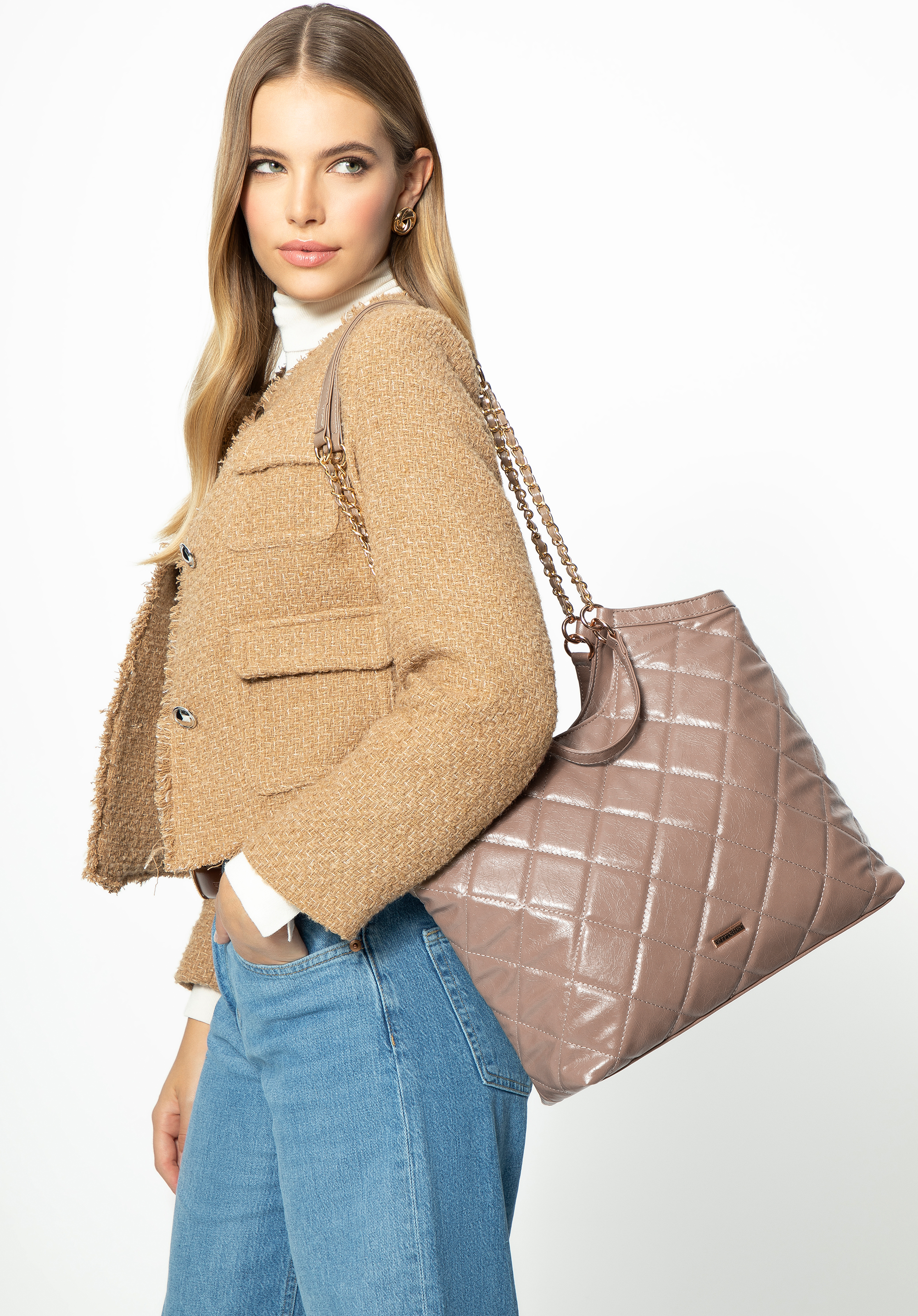 Női steppelt műbőr bevásárlótáska