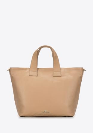 Trapéz alakú női bőr shopper táska, bézs, 95-4E-021-9, Fénykép 1
