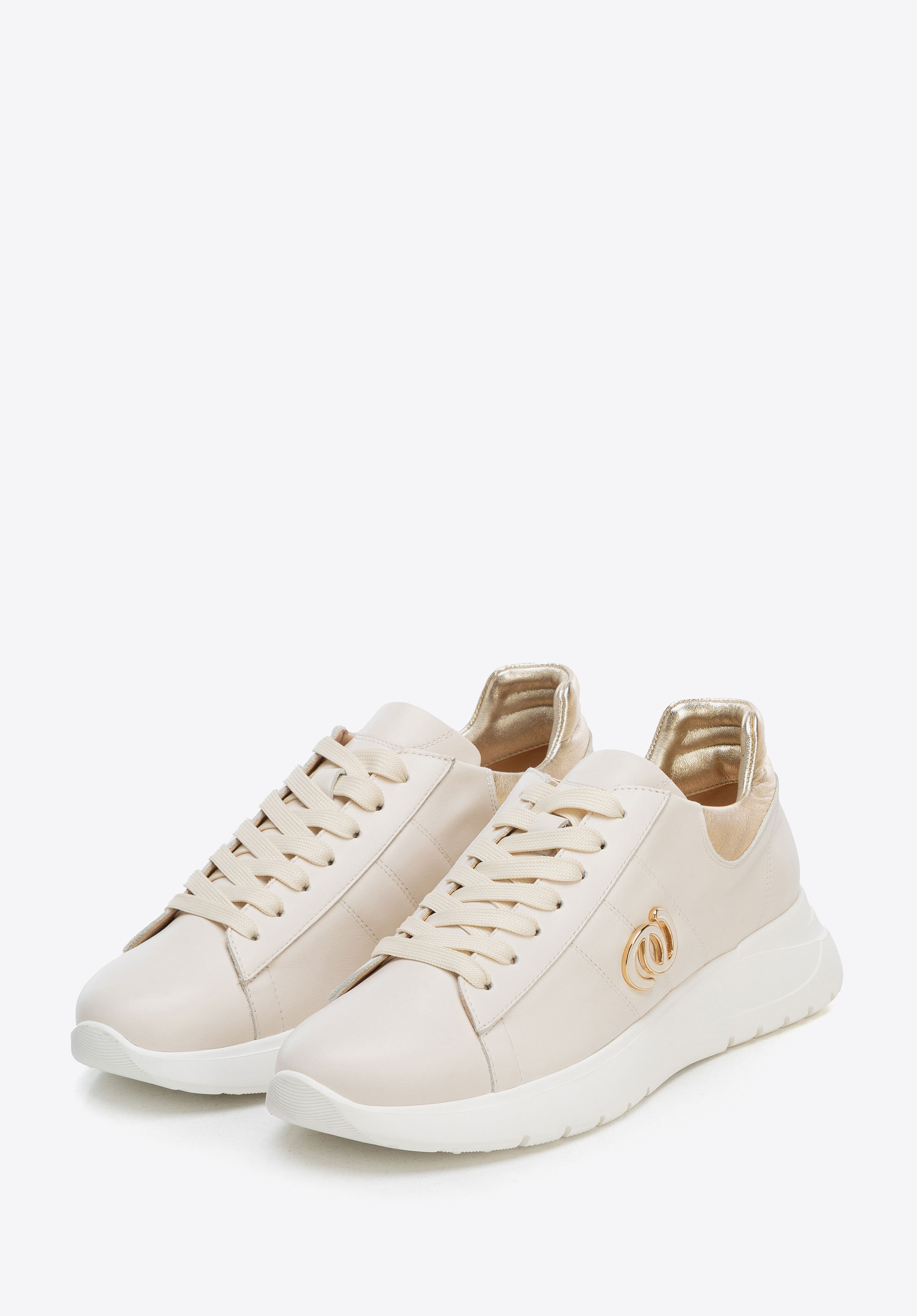 Women''s leather trainers, bézs, 100-D-101-9-39, Fénykép 1
