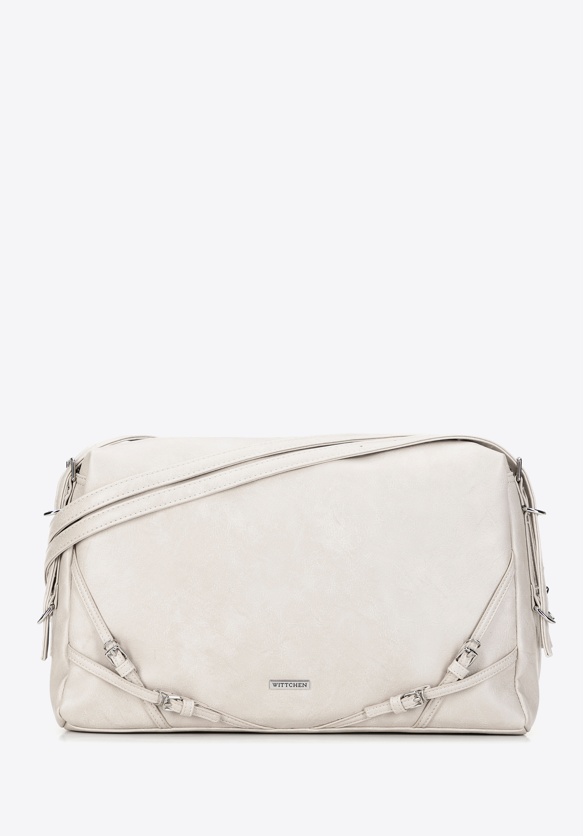 Dámska shopper taška s ozdobnými popruhmi, zlomená biela, 99-4Y-419-0, Obrázok 1