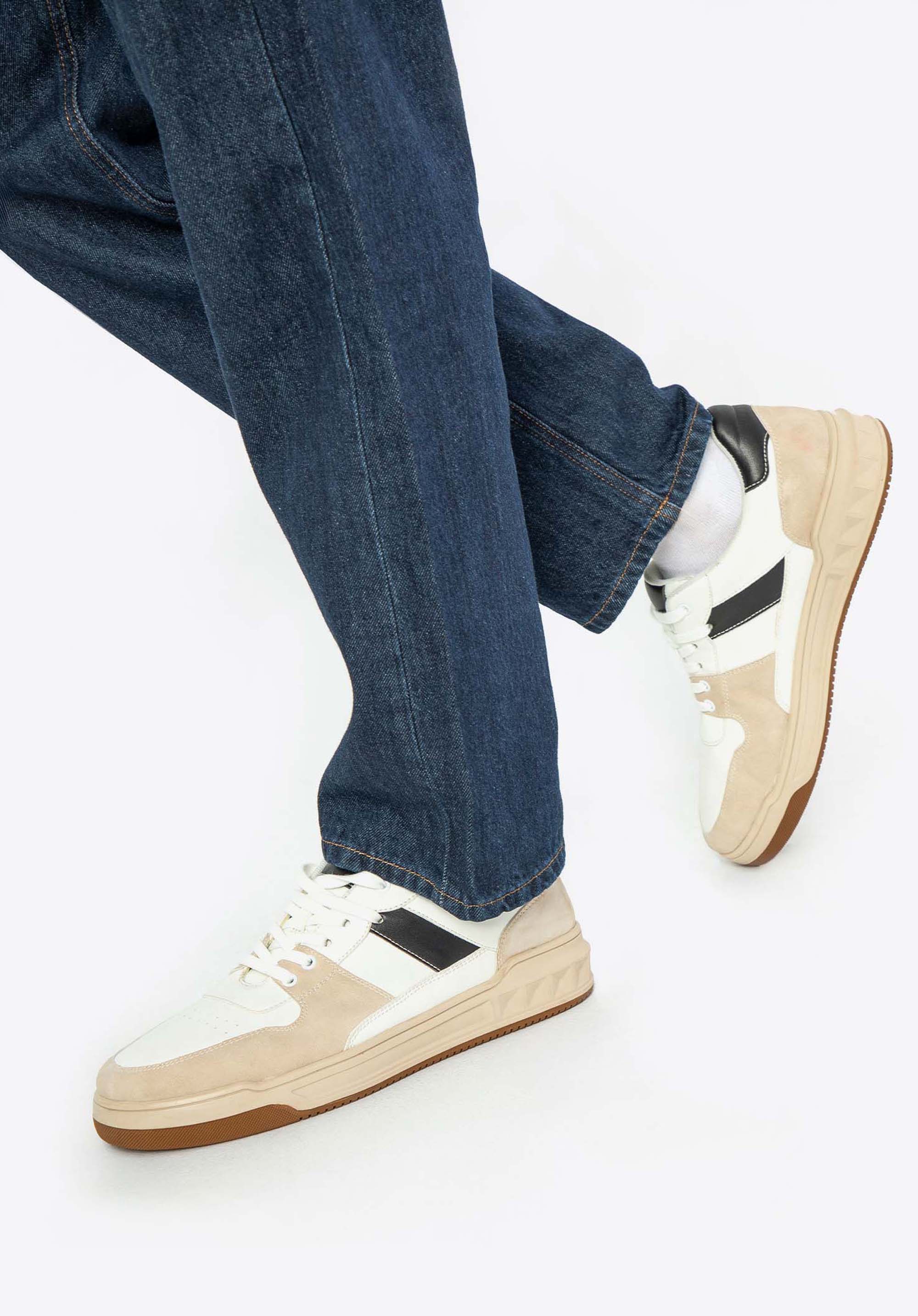 Pánske tenisky z umelej kože, bielo-béžová, 99-M-715-0-44, Obrázok 1