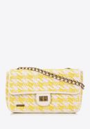 Dámská pletená  kabelka s řetízkem, bílá a žlutá, 98-4Y-010-0, Obrázek 1