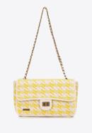 Dámská pletená  kabelka s řetízkem, bílá a žlutá, 98-4Y-010-N, Obrázek 2