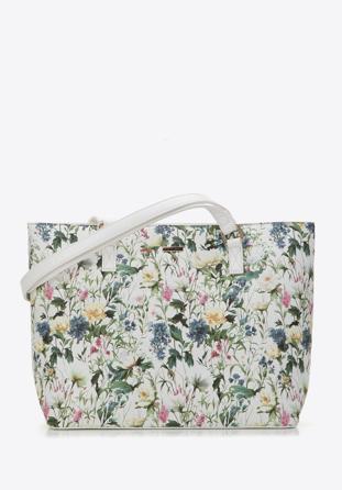 Dámská kabelka z ekologické kůže s květinami, bílá, 98-4Y-200-0, Obrázek 1