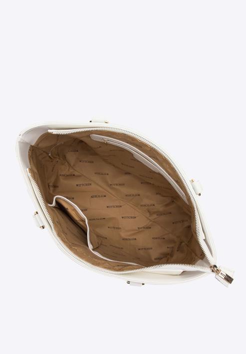 Dámská kabelka z ekologické kůže s květinami, bílá, 98-4Y-200-1, Obrázek 4