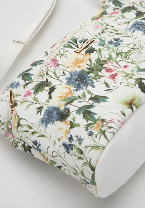 Dámská kabelka z ekologické kůže s květinami, bílá, 98-4Y-203-0, Obrázek 4